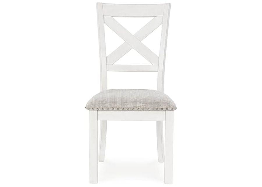 Signature Design by Ashley Robbinsdale Upholstered Nailhead Trim Dining Chairs, Set of 2, Antique White