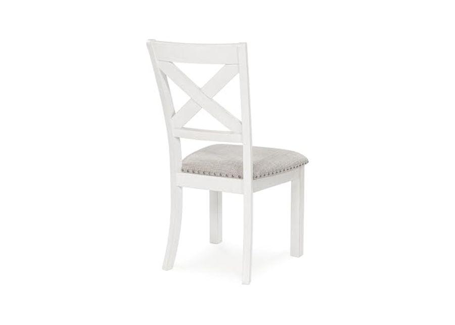 Signature Design by Ashley Robbinsdale Upholstered Nailhead Trim Dining Chairs, Set of 2, Antique White