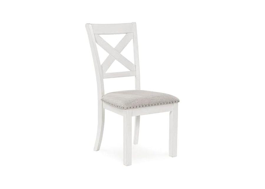 Signature Design by Ashley Robbinsdale Upholstered Nailhead Trim Dining Chairs, Set of 2, Antique White