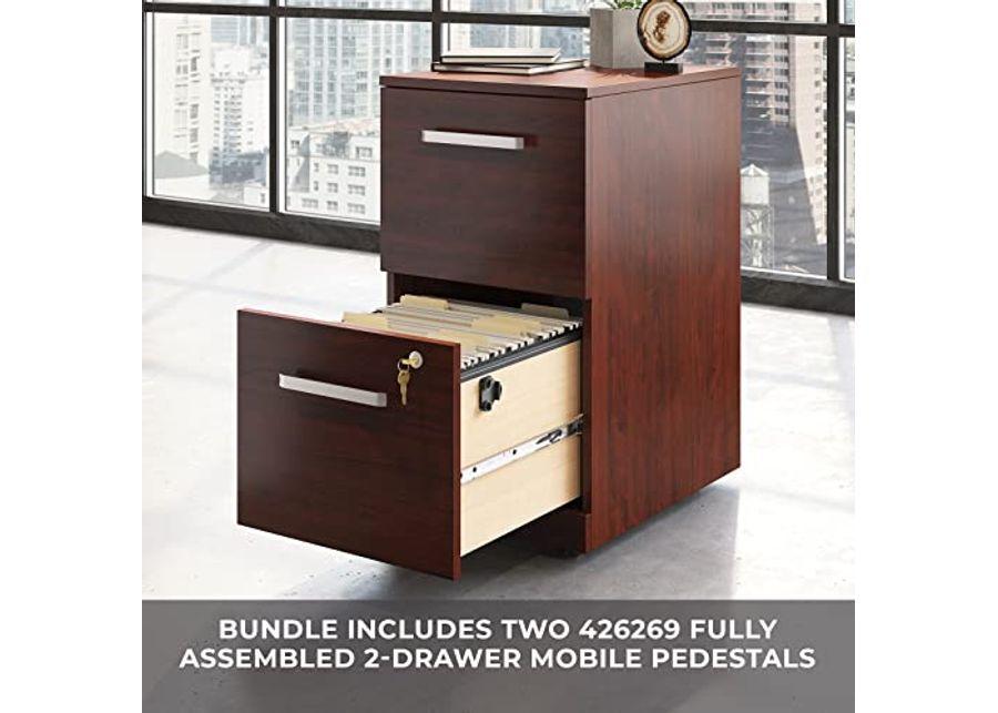 OfficeWorks by Sauder Affirm 60" Desk,(2) 2 Drawer Pedestal, Classic Cherry Finish