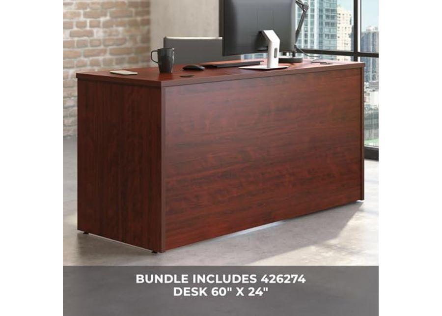 OfficeWorks by Sauder Affirm 60" Desk,(2) 2 Drawer Pedestal, Classic Cherry Finish