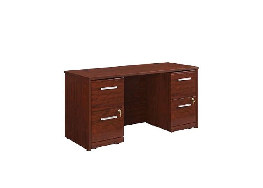 OfficeWorks by Sauder Affirm 60" Desk,(2) 2 Drawer Pedestal, Classic Cherry Finish