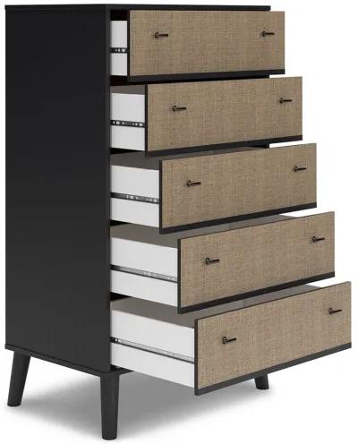 Charlang - Black / Gray - Five Drawer Chest