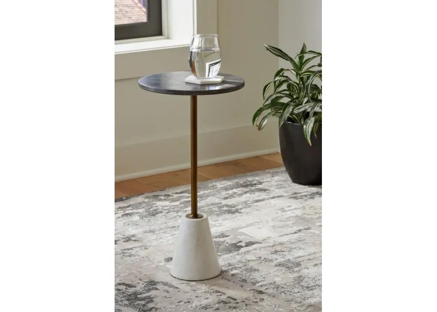 Caramont - Black / White / Gold Finish - Accent Table With White Base