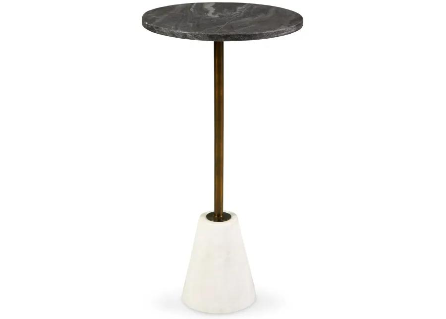 Caramont - Black / White / Gold Finish - Accent Table With White Base