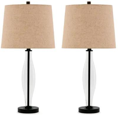 Travisburg - Clear / Black - Glass Table Lamp (Set of 2)