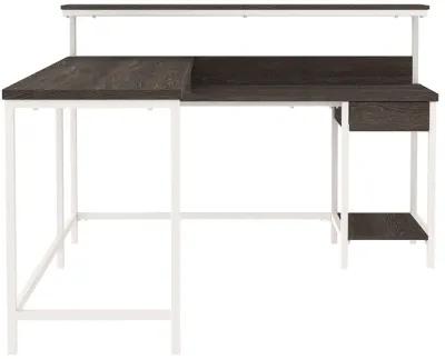 Dorrinson - White / Black / Gray - L-desk With Storage