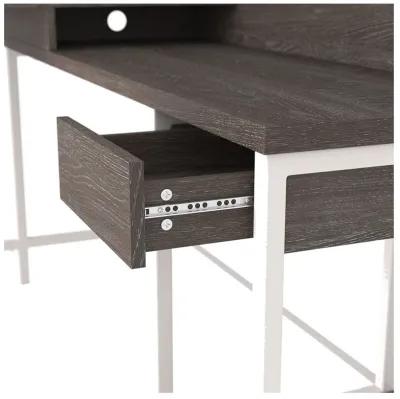 Dorrinson - White / Black / Gray - L-desk With Storage