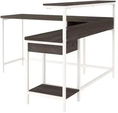 Dorrinson - White / Black / Gray - L-desk With Storage