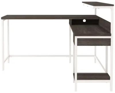 Dorrinson - White / Black / Gray - L-desk With Storage