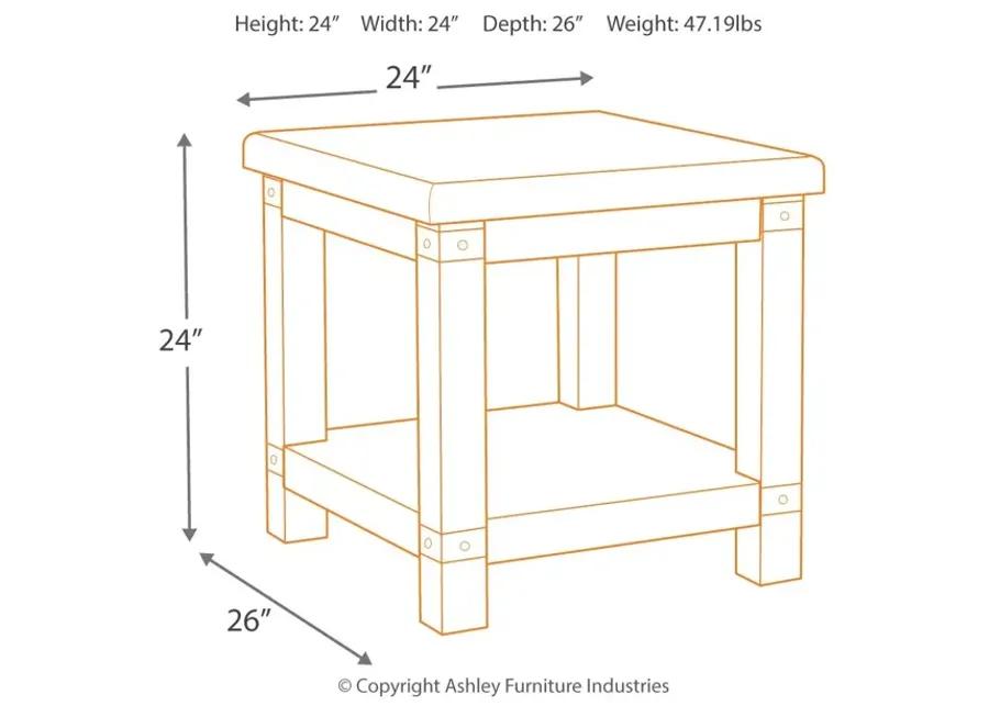 Carynhurst - White Wash Gray - Rectangular End Table