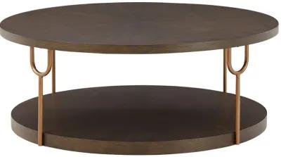 Brazburn - Dark Brown / Gold Finish - Round Cocktail Table