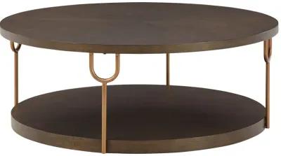 Brazburn - Dark Brown / Gold Finish - Round Cocktail Table