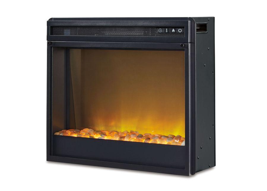 Entertainment - Black - Fireplace Insert Glass/Stone