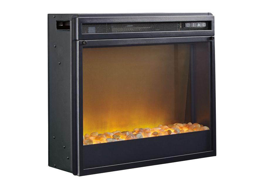 Entertainment - Black - Fireplace Insert Glass/Stone