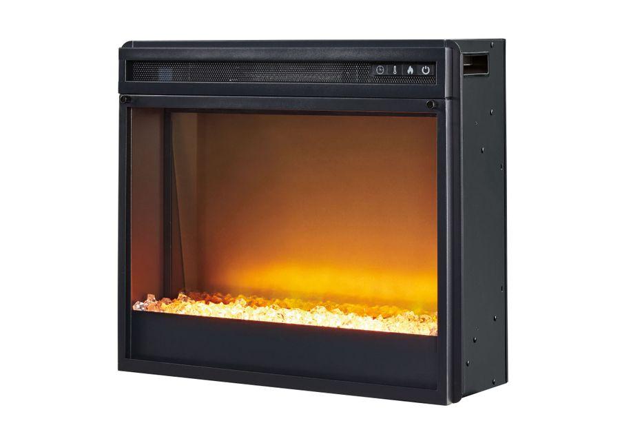 Entertainment - Black - Fireplace Insert Glass/Stone