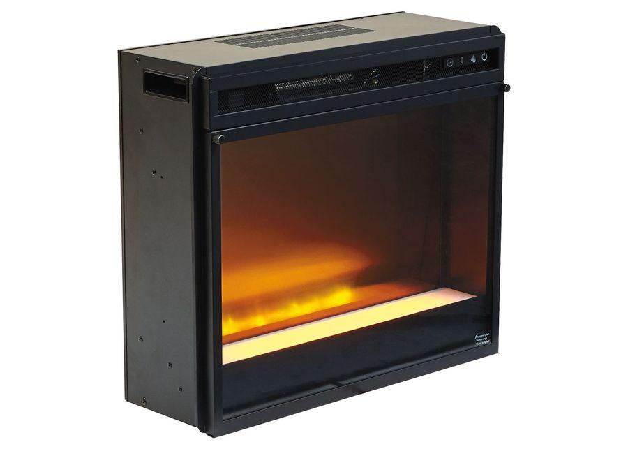 Entertainment - Black - Fireplace Insert Glass/Stone