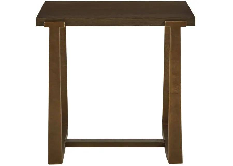 Balintmore - Brown / Gold Finish - Rectangular End Table