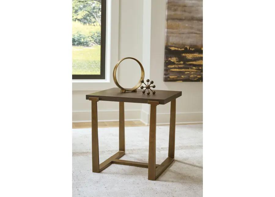 Balintmore - Brown / Gold Finish - Rectangular End Table