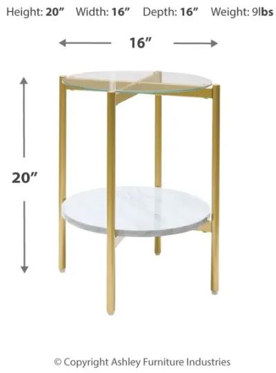 Wynora - White / Gold - Round End Table