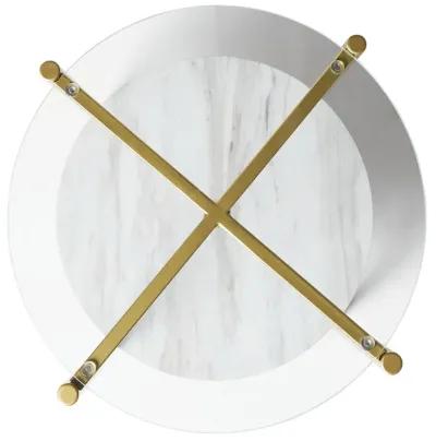 Wynora - White / Gold - Round End Table