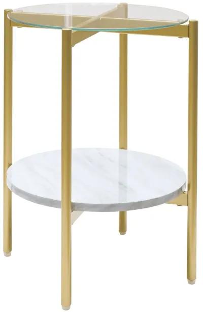 Wynora - White / Gold - Round End Table