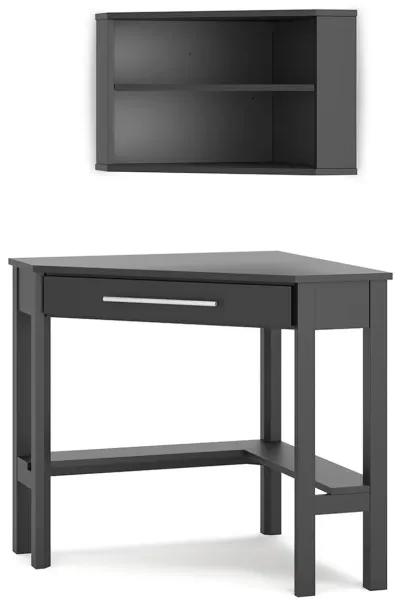 Otaska - Black - Corner Desk, Bookcase