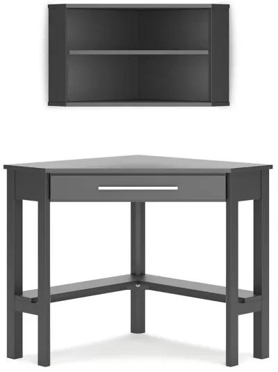 Otaska - Black - Corner Desk, Bookcase