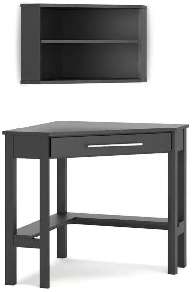 Otaska - Black - Corner Desk, Bookcase