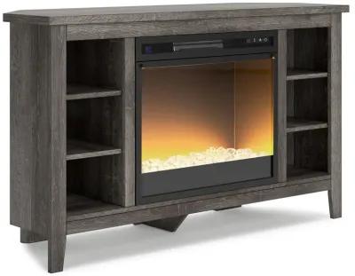 Arlenbry - Gray - Corner TV Stand With Glass/Stone Fireplace Insert