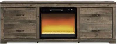 Trinell - Brown - 72" TV Stand With Fireplace Insert Glass/Stone