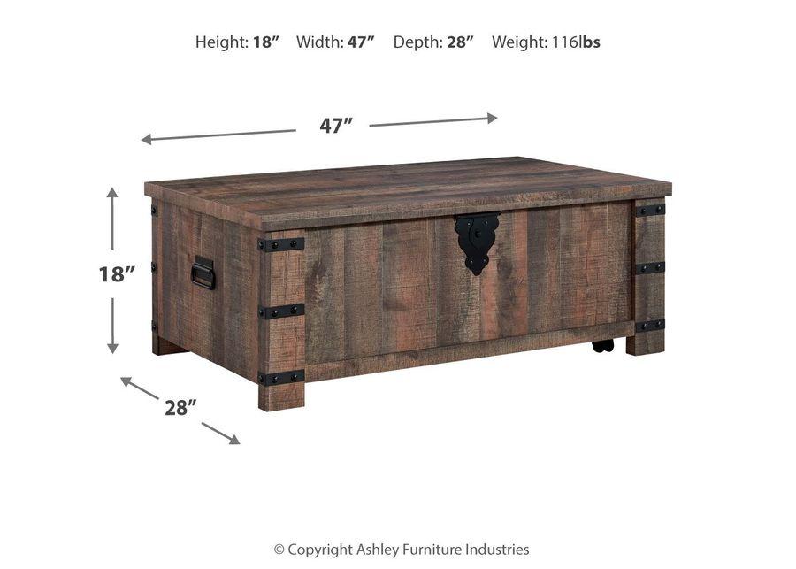 Hollum - Rustic Brown - Lift Top Cocktail Table