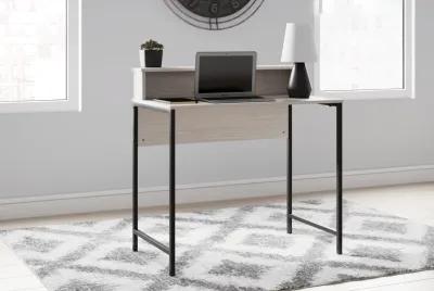 Bayflynn - White / Black - Home Office Desk With Hutch