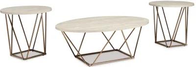 Tarica - White / Metallic - Occasional Table Set (Set of 3)