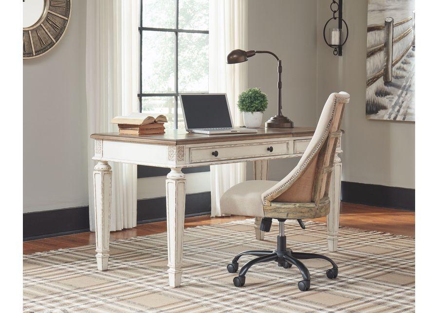 Realyn - White / Brown - Home Office Lift Top Desk