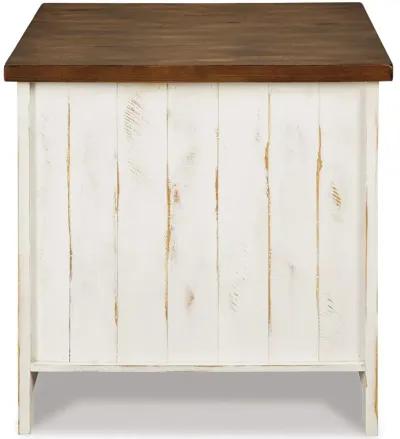 Wystfield - White / Brown - Rectangular End Table - 2 Doors