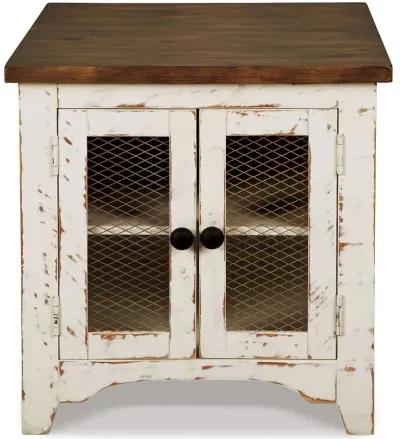 Wystfield - White / Brown - Rectangular End Table - 2 Doors