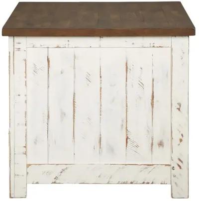 Wystfield - White / Brown - Rectangular End Table - 2 Doors