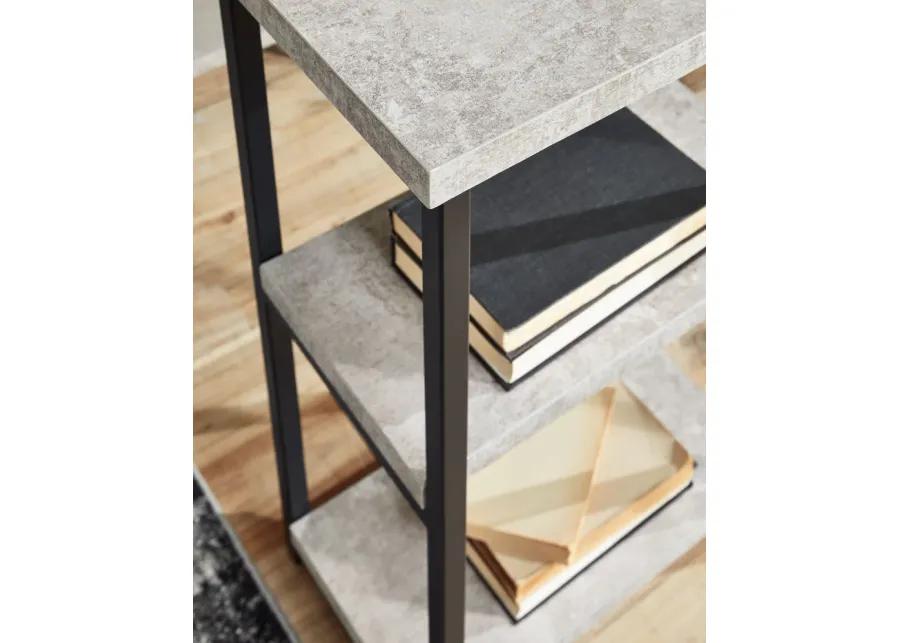 Lazabon - Gray / Black - Home Office Desk - Double-Shelf Pedestal