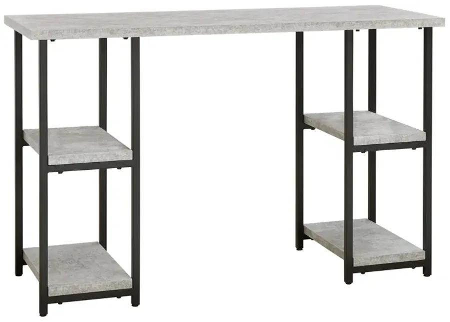 Lazabon - Gray / Black - Home Office Desk - Double-Shelf Pedestal