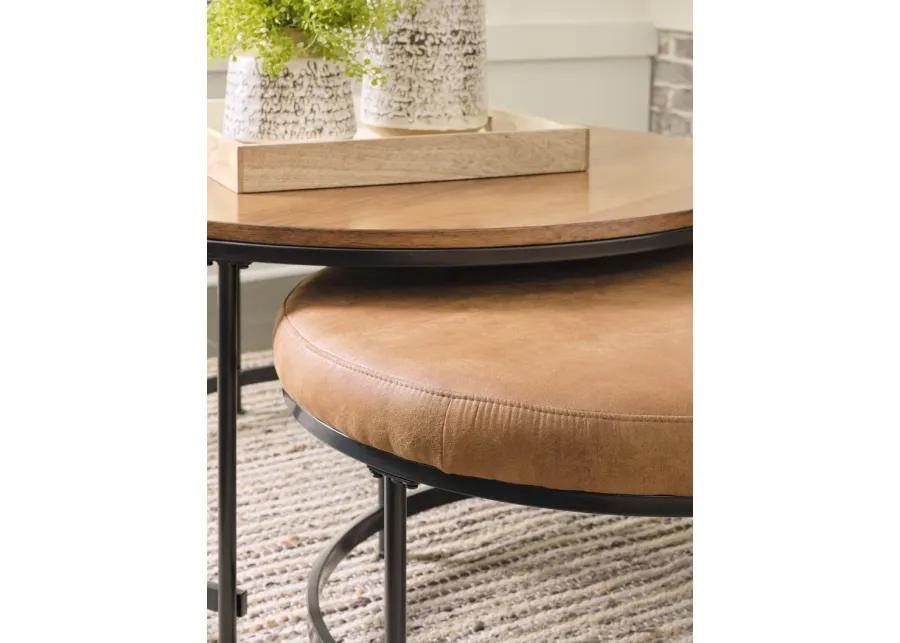 Drezmoore - Light Brown / Black - Nesting Cocktail Tables (Set of 2)