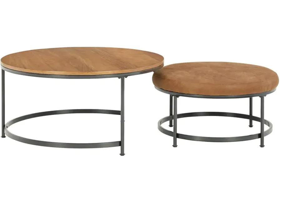 Drezmoore - Light Brown / Black - Nesting Cocktail Tables (Set of 2)