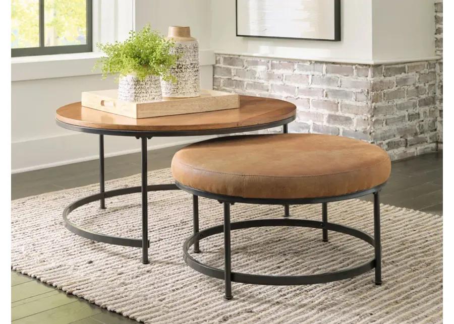 Drezmoore - Light Brown / Black - Nesting Cocktail Tables (Set of 2)