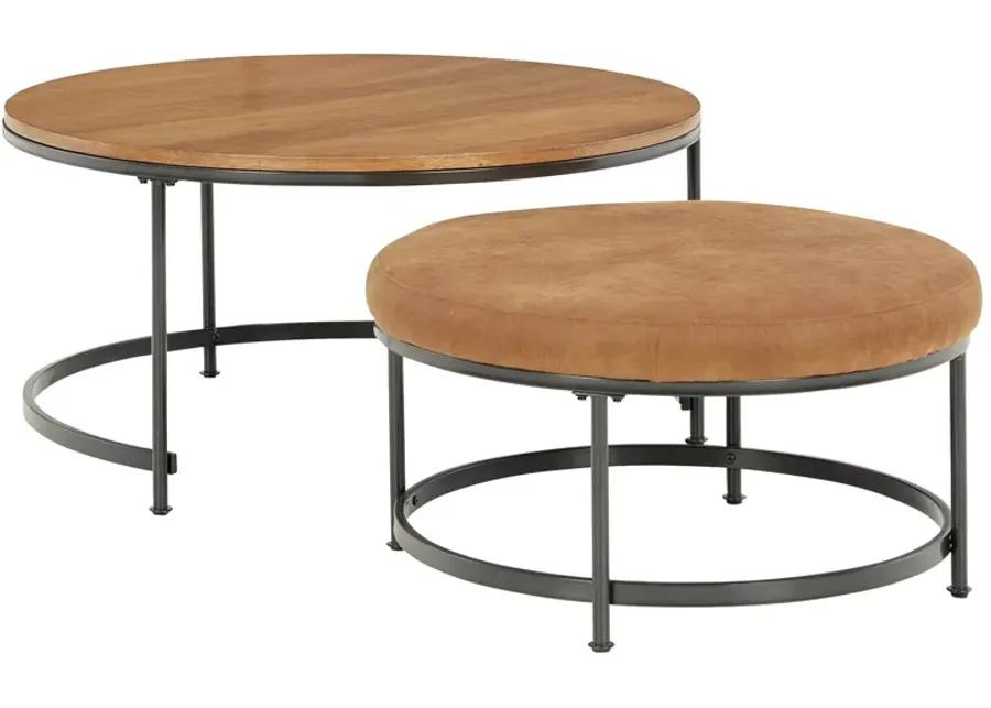 Drezmoore - Light Brown / Black - Nesting Cocktail Tables (Set of 2)