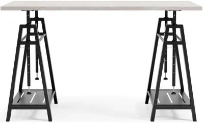 Bayflynn - White / Black - Adjustable Height Desk