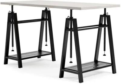 Bayflynn - White / Black - Adjustable Height Desk