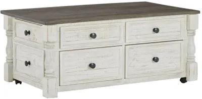 Havalance - White / Gray - Lift Top Cocktail Table With Storage Drawers