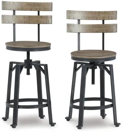 Lesterton - Light Brown / Black - Swivel Barstool (Set of 2)