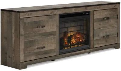 Trinell - Brown - 72" TV Stand With Faux Firebrick Fireplace Insert