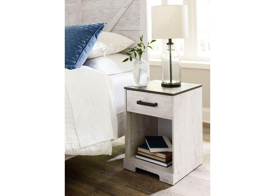 Shawburn - White / Black / Gray - One Drawer Night Stand - Open Cubby